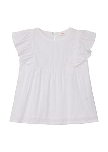s.Oliver Mädchen 2127411 Bluse, A-Linie mit Spitze, White, 128/134