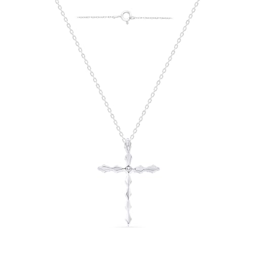 Diamond Cross Necklacee 1/4 cttw Round and Baguette Natural Diamonds in Sterling Silver or 14k Yellow Gold Plated Silver 18 Inch Chain3