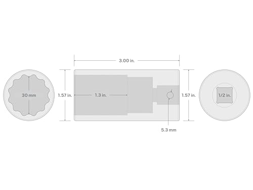 Image of TEKTON 1 /2 Inch Drive x 30 mm Deep 12-Point Impact Socket | SID23330