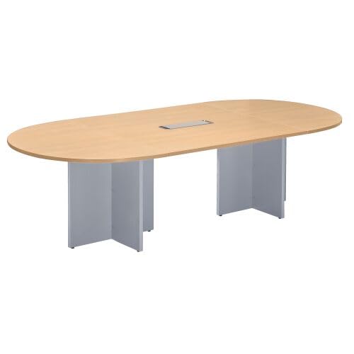 Générique Table de réunion Ovale L 140 cm Plateau hêtre Pieds Croix Essens (Aluminium)