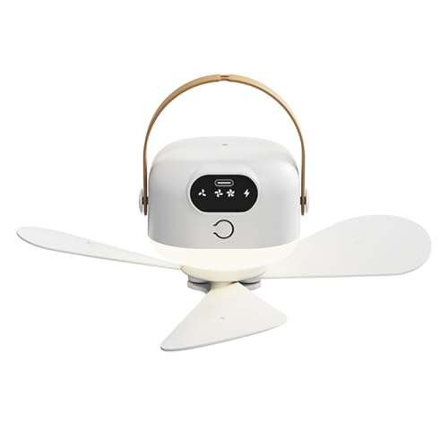 Ventilador para tienda de campaña sin cables calor resuelto con luz LED y mando USB