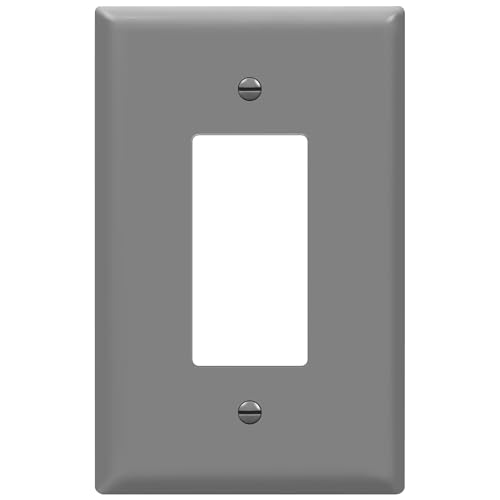 Image of ENERLITES Decorator Light Switch or Receptacle Outlet Wall Plate, Gloss Finish, Oversized 1-Gang 5.5 inch x 3.5 inch, Unbreakable Polycarbonate Thermoplastic, UL Listed, 8831O-GY, Gray