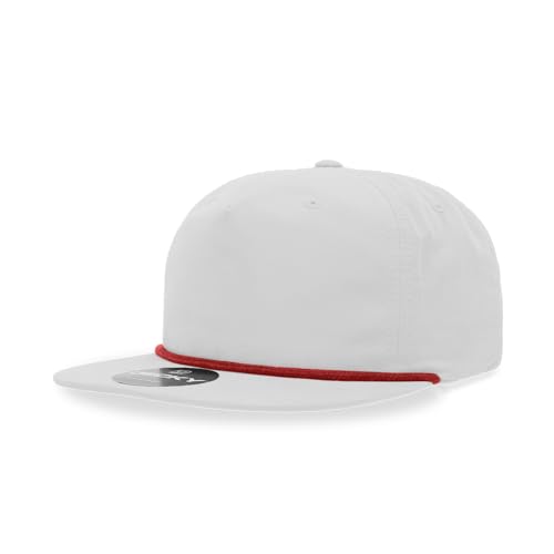 Casquette 5 panel avec cordelette rouge Decky, bonneterie blanche en coton mélangé
