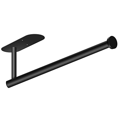 AMZOYO Porte-Serviettes en Papier Noir, Porte-Serviettes en Papier Adhésif, sous Le Meuble de Cuisine ou Montage Mural pour la Cuisine, Auto-adhésif ou à Percer, Acier Inoxydable SUS304 Cover