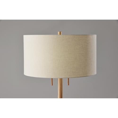 Adesso 3375-12 Madeline Floor Lamp Natural Rubberwood and Antique Brass