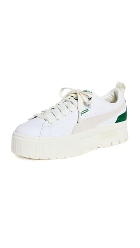 PUMA Women's Mayze Leather Sneakers, White-Vine, 7.5 Medium US