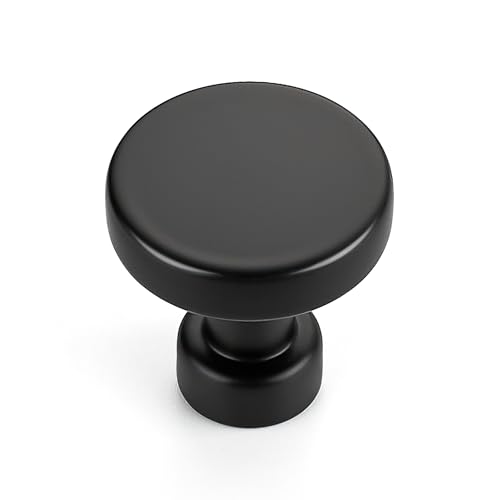 Ravinte Matte Black Soild Pulls, Cabinet Knobs, 1-1/6 Inch, 25 Pack