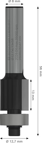 Bosch Accessories Professional Bündigfräser Standard for Wood (für Holz, Ø 12,7 mm, Arbeitslänge 13 mm, Zubehör Handfräse)