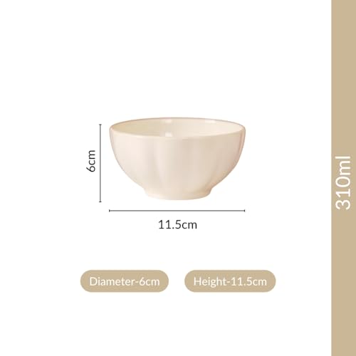Image of Nestasia Set of 4 Ceramic Bowls for Snacks (310ml) - Dishwasher & Microwave Safe Bowl, Multipurpose Daily Use Multicolor Bowls Set for Rice, Dal, Fruits, Salad | Perfect for Gifting