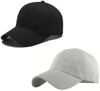 اثنين كاب رياضي البيسبول و السناباك للجنسين، لون رمادي فاتح واسود , مقاس واحد