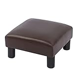 Joveco Small Foot Rest Stool Ottoman, 15' Leather Footrest Square Footstool with Non-Skid Plastic Legs, for Chair, Under Desk, Office, Living Room, Brown