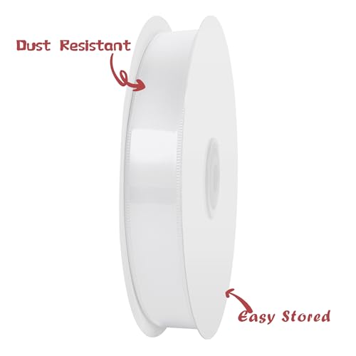 Image of Double Face White Satin Ribbon 3 /4 inch x 50 Yards Polyester Material Perfect for Gift Wrapping Weddings Parties Hair Bows Valentine's Day Invitations and Decorations
