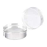 Hewomate Acrylic Round Display Block, 2 Pieces 3 x 3 x 1 Inches Edge Polished Clear Display Pedestal Display Base