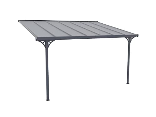 Casetta per terrazzo addossata - superficie 13,2 m² - dim L436 x P305 x H240/285 cm. Tetto in Policarbonato. Protegge dai raggi UV e ombreggia in Alluminio - ALVARO