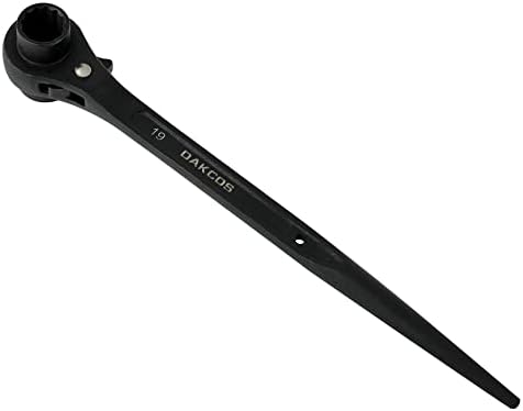 DAKCOS 19mm×22mm OR 3/4"×7/8" 12 Point Double Ended Socket Ratcheting Podger Scaffold Spud Wrench,Black