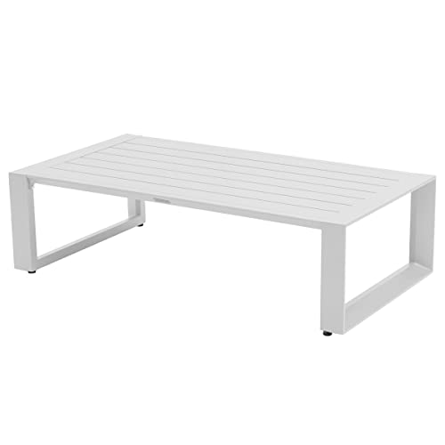 Hespéride Table Basse de Jardin rectangulaire Allure Gris minéral & Blanc