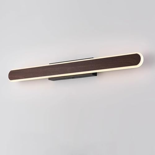 Mjsdjof Aplique de pared ultrafino de tira larga, lámpara de pared lineal de metal con pantalla acrílica, luces for espejo de baño, aplique de pared LED moderno de 18 W - 3000 K(Walnut)