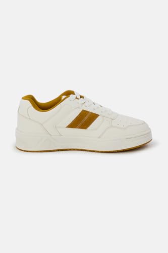 Image of SNITCH Men's Sneakers | Minimalist Solid Pattern with Stripes | PU+Suede Upper, Breathable Mesh Insole, TPR Outsole | Stylish Everyday Sneakers