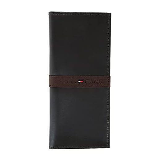 Tommy Hilfiger Men's RFID Leather Secretary Wallet, Brown, One Size