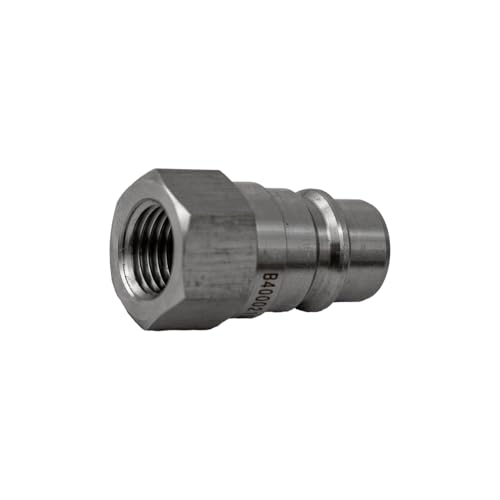 Image of Buyers Products B400021SS Stainless Steel Hydraulic Coupler, Male, SST, 1 /4in NPTF, 1 /4in BODY, Sleeve-Style Coupler, Leak-Free Connection