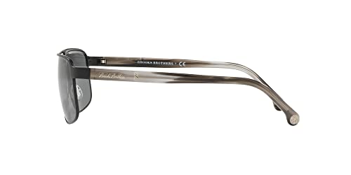 Brooks Brothers Men's BB4040S Aviator Sunglasses, Matte Black/Black Horn/Solid Grey, 59 mm4