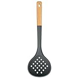 Kitchen Ladle Strainer, Large Slotted Spoon with High Heat Resistant BPA Free, Non Stick Cooking Skimmers For Draining & Frying, 13.2inch (Grey)
