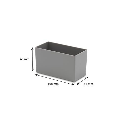 1a-TopStore 10 Stk. Einsatzkästen E 63, 5 Größen, 5 Farben, Industrienorm, aus Polystyrol, schlagfest (108x54x63 mm, grau) – Ansicht 7
