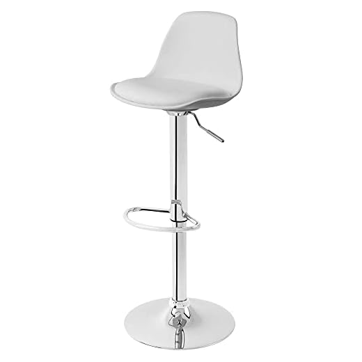 Banqueta Eames Eiffel Bar Bistrô Café Giratória Ajustável com Encosto Estofada Branca