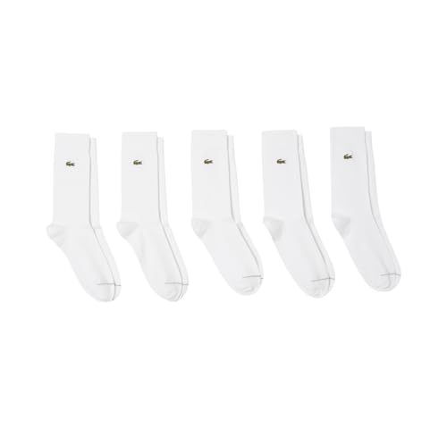 Lacoste Unisex 5-Pack Cotton Socks, 35-38, White