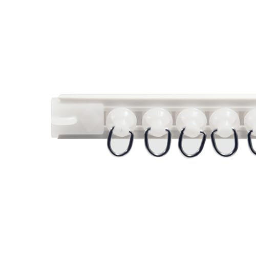 HZEPDVT Kit de riel de Cortina Autoadhesivo, riel Deslizante sin Perforaciones con Rueda Colgante, Accesorios de Cortina de riel guía de Montaje Lateral y Superior(110cm(43.3in))