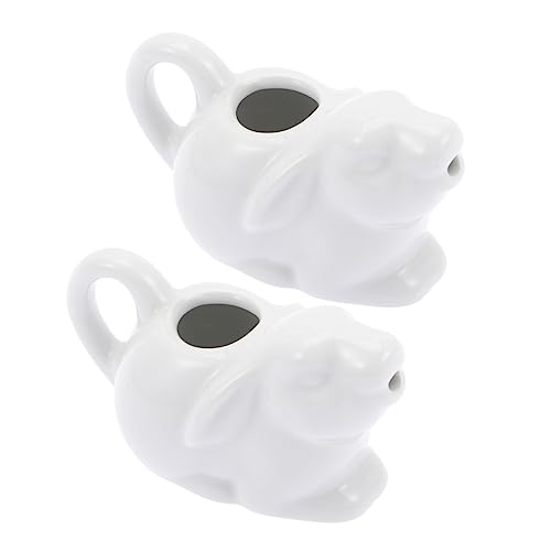 2 Piezas Jarra de leche de conejo tapa Cacerola manejar oso jarra de cerámica salsa de cerámica cafeteras jarra de crema de leche de café taza de espumador de leche portátil Cabilock