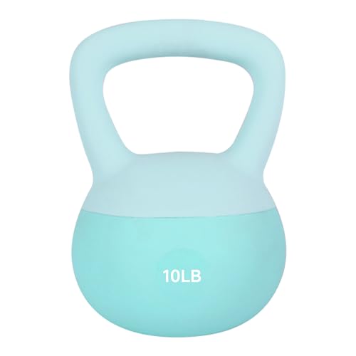 Leikefitness Soft Kettlebells,Steel Shot Filled Weights for Women and Men,Color Coded Anti Slip Soft Kettlebells,Home workout (GREEN, 10 LB)