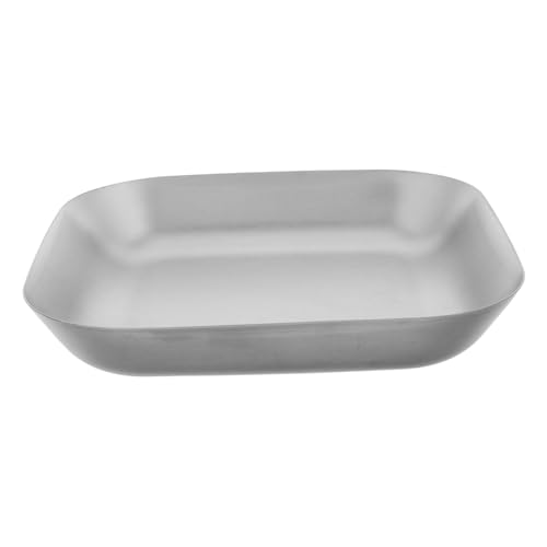 SUPVOX Stainless Steel Square Grill Platter Bbq Plate for Outdoor Camping Parties Picnics Reusable Serving Dish for French Fries Fried Chicken Grilled Meats