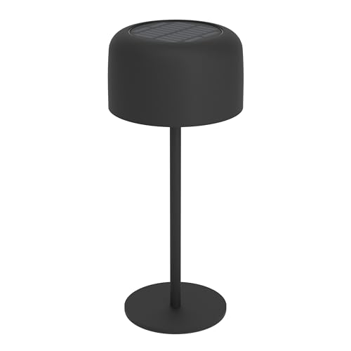 Eglo Cordless LED Table lamp Roccanova, Wireless Solar Light, 3-Step Touch dimmable, Rechargeable Outdoor Lighting for Balcony and Garden, Black Steel, Warm White, IP44