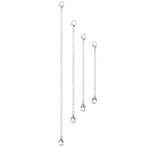 ULTECHNOVO 4pcs Chaînes D'extension pour Colliers et Bracelets en Métal Argenté, Surface Polie Haute Brillance, Accessoires Pratiques pour Présents Saint-valentin