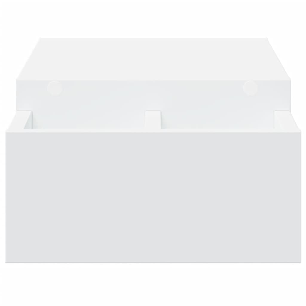 Supporto per monitor con vano portaoggetti, in legno bianco, 70 x 27 x 15 cm, con ripiano e scomparti per ufficio, casa, ergonomico, per laptop, PC, notebook, tablet, postazione di lavoro