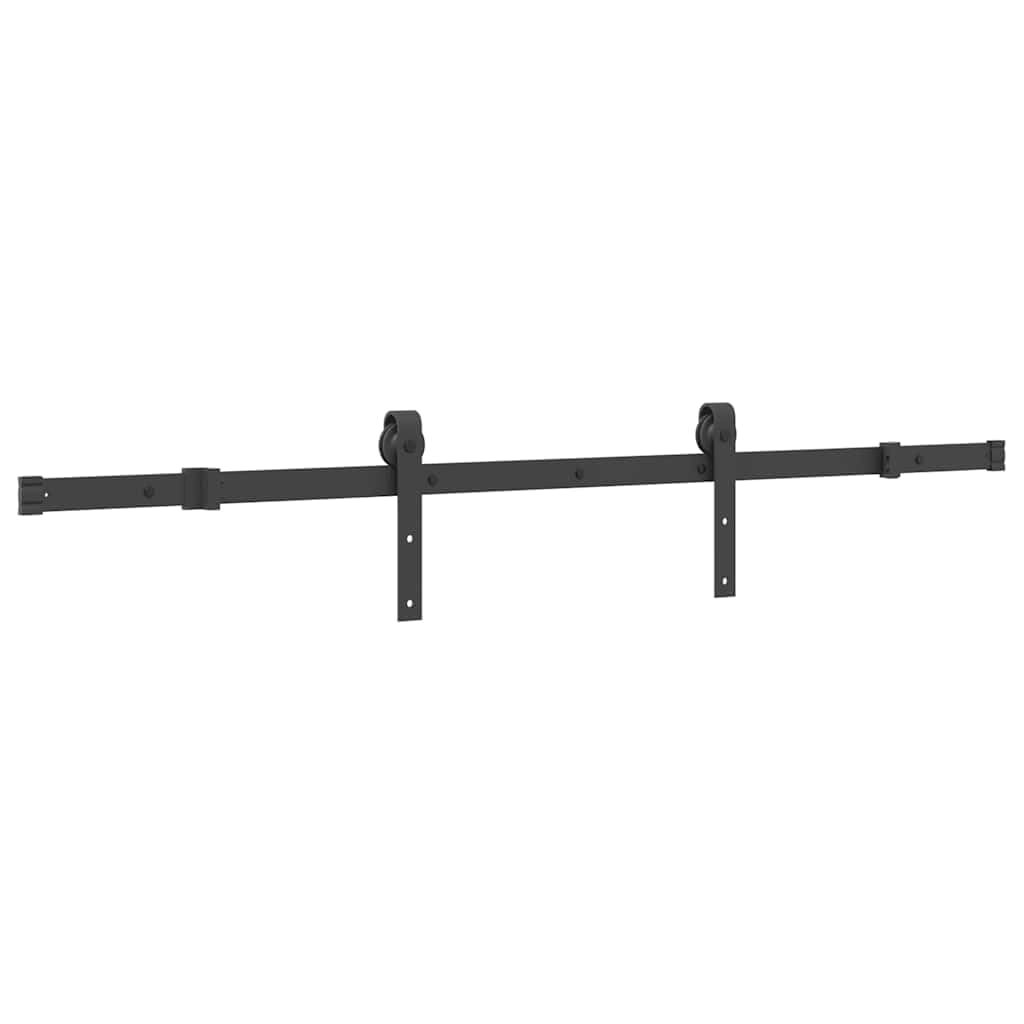 vidaXL Kit de quincaillerie de Porte coulissante 152,5 cm Acier Noir, quincaillerie de Porte coulissante, Galet de Porte coulissante, système de Porte coulissante