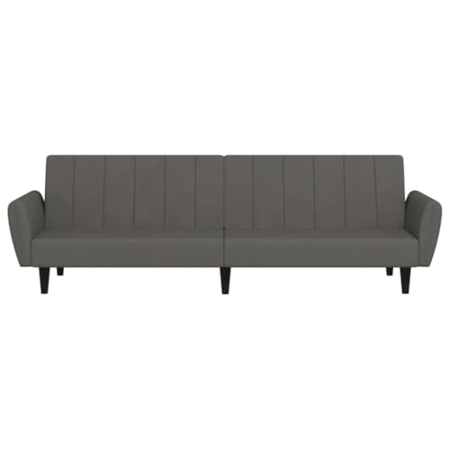 Sofá cama de terciopelo gris oscuro de 2 plazas con respaldo ajustable de 220 cm 6