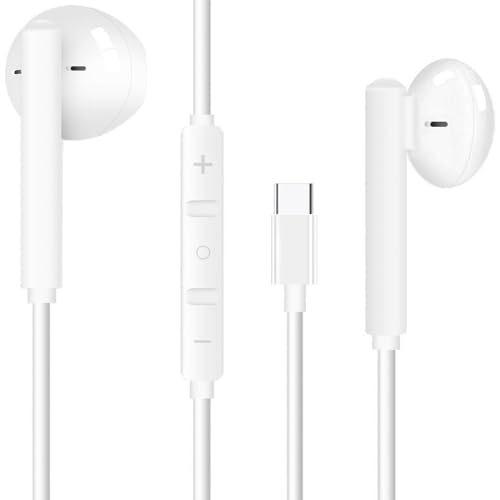 USB C Headphones Earbuds for Phone 16, Type C Earbuds Wired Earphones (Microphone & Remote Control) Noise Cancelling for iPhone 15 Pro Max, lPad Pro, Galaxy S23/S22/S21/S20/Ultra Note10/20, Pixel