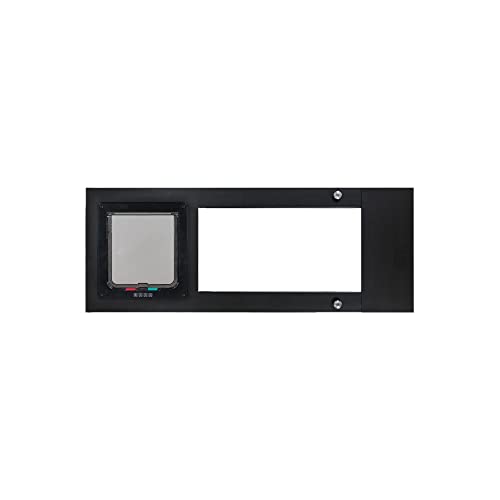 Whiskers & Windows Cat Door For Sash Windows | Adjustable & Easy-To-Install Window Pet Door With Durable Aluminum Frame, Built-In Four-Way Locking System | Black, Small Flap, 40"-43" Window Width #TOP2