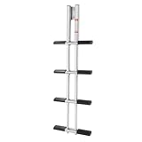 RjcdOPL - Escalera telescópica para barcos, 4 escaleras, acero inoxidable, capacidad 408 kg, plegable ajustable 35-105 cm, pasos antideslizantes, para barcos, yates, piscina