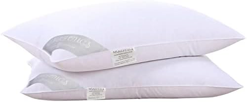 HOMEFOUCS Pair Goose Feather and Down Pillows, 100% Cotton Shell, Non-allergenic & Anti dust mite, Soft Hotel Quality Pillows (15% Down)