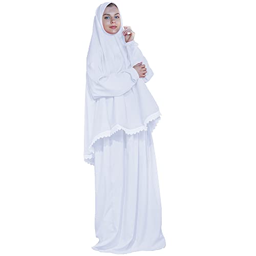 Women's Prayer Dress 2 Pieces Microfiber Solid Color Plus Long Sleeve | One-Size | Hijab Abaya Suit