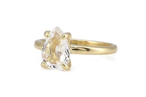 Bague en quartz forme poire en or 14k pour sublimer vos tenues et anniversaires