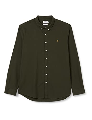 Farah Brewer-Camicia Oxford in Cotone Slim Fit, Verde, 3XL Uomo