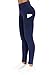 THE GYM PEOPLE Thick High Waist Yoga Pants with Pockets, Tummy Control Workout Running Yoga Leggings for Women (Large, Blue)