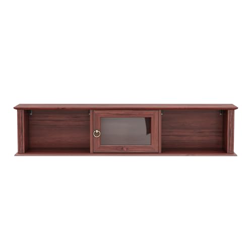 Image of Wakefit Kumen Teak Wood wall Mounted Display Unit - Ambrosia Teak
