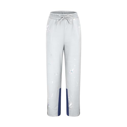 Mens Hip Hop Stacked Sweatpants Drawstring Elastic Waist Y2K Flared Jogger Pants Relaxed Fit Print Bell Bottom Pants2