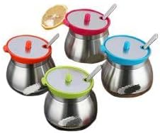 304不锈钢调味罐厨房调料盒调料罐 Stylish Simple Condiment Canisters Pots Set,组合套装调料瓶调味盒家用盐罐 Household Cleaning，Kitchen Storage Essentials