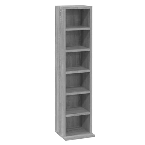 vidaXL Armoire à CD Étagère à CD Armoire de Rangement Meuble de Chambre à Coucher Intérieur Sonoma Gris 21x20x88 cm Bois d'Ingénierie
